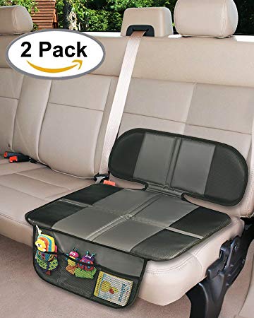 Car Seat Protector, 2PC Seat Covers Extra Storage Pocket Thickest Padding Protection for Child & Baby Cars...