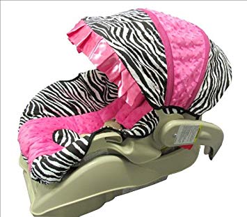 Hot Pink Minky and Zebra Infant Car Seat Cover Set-Version B