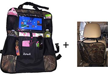 Kick Mats and Premium Car Back of Seat Organizer with iPad / Tablet Holder Touch Screen Pocket- Kids Toy...