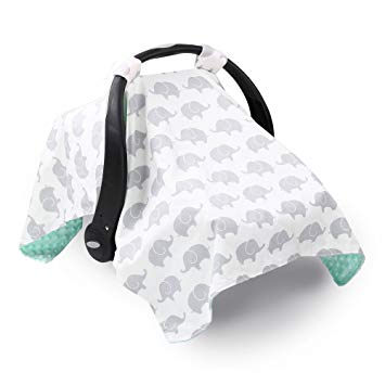 Grey Elephant Infant Car Seat Canopy Cover by The Peanut Shell