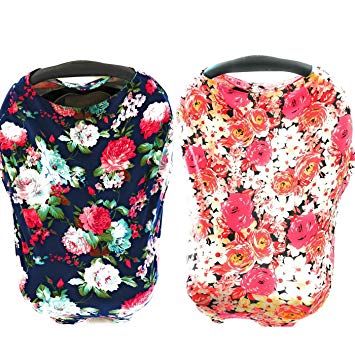 2 Pack - Multi Use Breastfeeding and Baby Car Seat Cover - Ultra Soft and Breathable - Large Nursing...