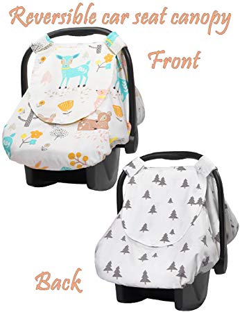 Reversible Car Seat Cover | Infant Car Seat Cover for Boys or Girls | Nursing Cover with Snap...