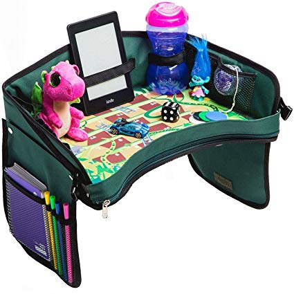 Premium Kids Car Seat Tray - Bonus SNAKES + LADDERS Game | Reinforced Base + Walls | Detachable Kids Travel Tray | Portable Toddler Travel Stroller Tray | Foldable Baby Car Tray For Kids In Car
