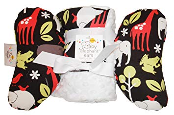 Baby Elephant Ears Head Support Pillow & Matching Blanket Gift Set (Zoology)