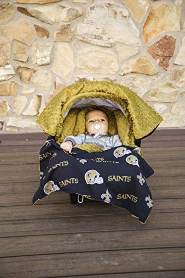 NFL New Orleans Saints The Whole Caboodle 5PC set - Baby Car Seat Canopy with matching accessories