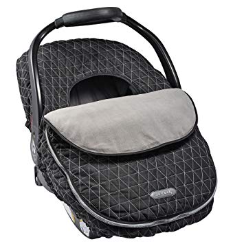 JJ Cole - Car Seat Cover, Weather Resistant Stretch Canopy for Protection, Safety, and Warmth, Black Tri...