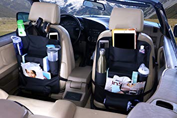 Sanon Pu Leather Car Seat Back Organizer and iPad/Tablet Holder, Universal Use as Car Backseat Organizer...
