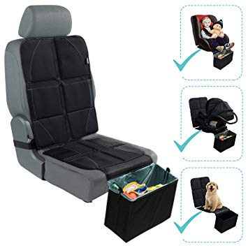 Car Seat Protector with Trash Can - Waterproof Car Seat Pad and Collapsible Trash Bin - Adjustable Auto...