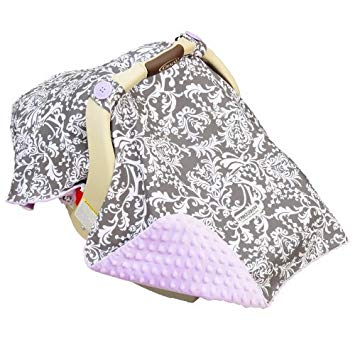 Carseat Canopy Baby Infant Car Seat Cover w/Attachment Straps and Minky Fabric (Belle)