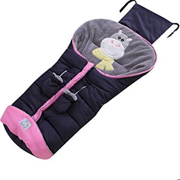 Fairy Baby Baby Stroller Bunting Bag with Gloves for 6-36 Months,Navy Blue Cow