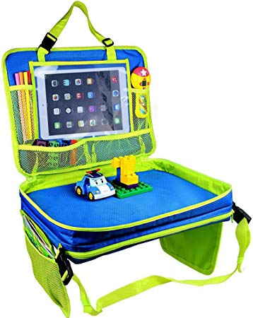 Kids Travel Tray-4 in 1 Car Seat Travel Play Tray,Backseat Storage Organizer,Carry Bag and iPad & Tablet...