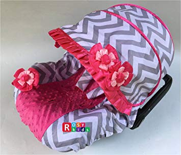 Rosy Kids Infant Carseat Canopy Cover 3pc Whole Caboodle, Baby Car Seat Cover Outdoor Kit, Color03NR08
