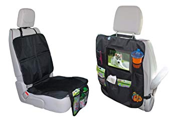 Mighty Clean Deluxe Car Seat Back Organizer and Car Seat Protector - 2 Mats With Storage For Use As...
