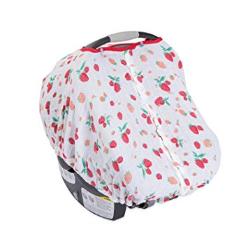 Little Unicorn Cotton Muslin Car Seat Canopy - Strawberry