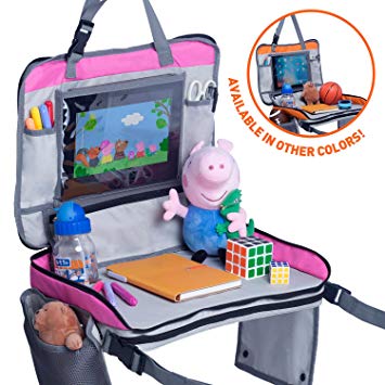 Premium Kids Travel Tray - 4 in 1 Car & Plane Seat Tray, Storage and Car Toy Organizer, Carry Bag...