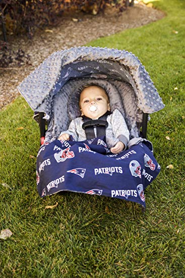 NFL New England Patriots The Whole Caboodle 5PC set - Baby Car Seat Canopy with matching accessories